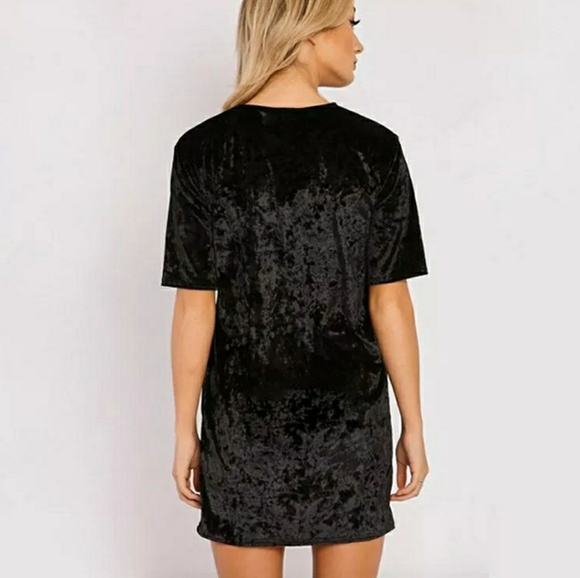 BLACK CRUSHED VELVET DRESS - Picture 3 of 5